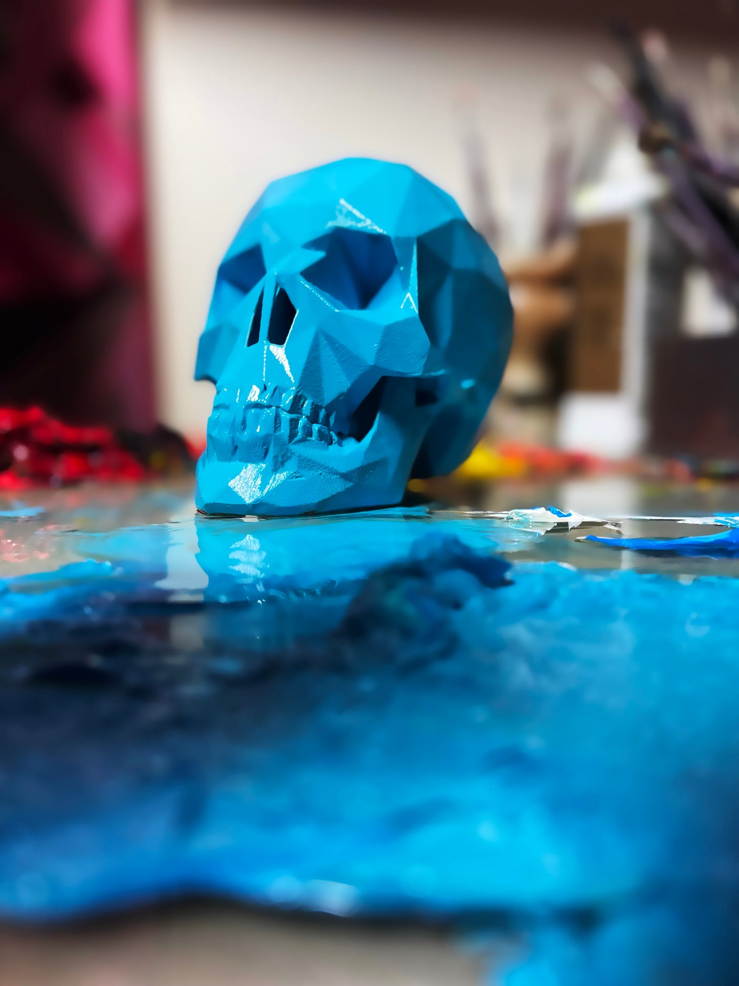 CYBER BLUE AFTERLIFE SKULL - 3D PRINTED SCULPTURE (1/13)