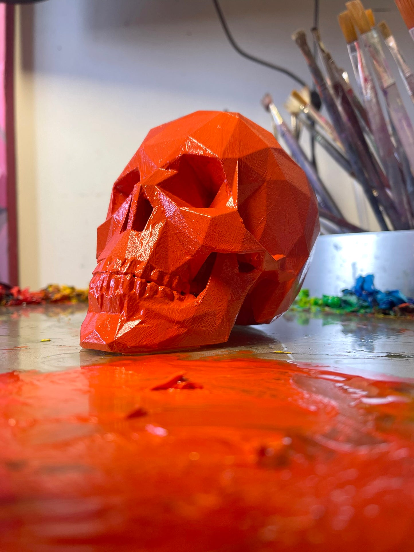 ORANGE FLAMES AFTERLIFE SKULL - 3D PRINTED SCULPTURE (1/13)