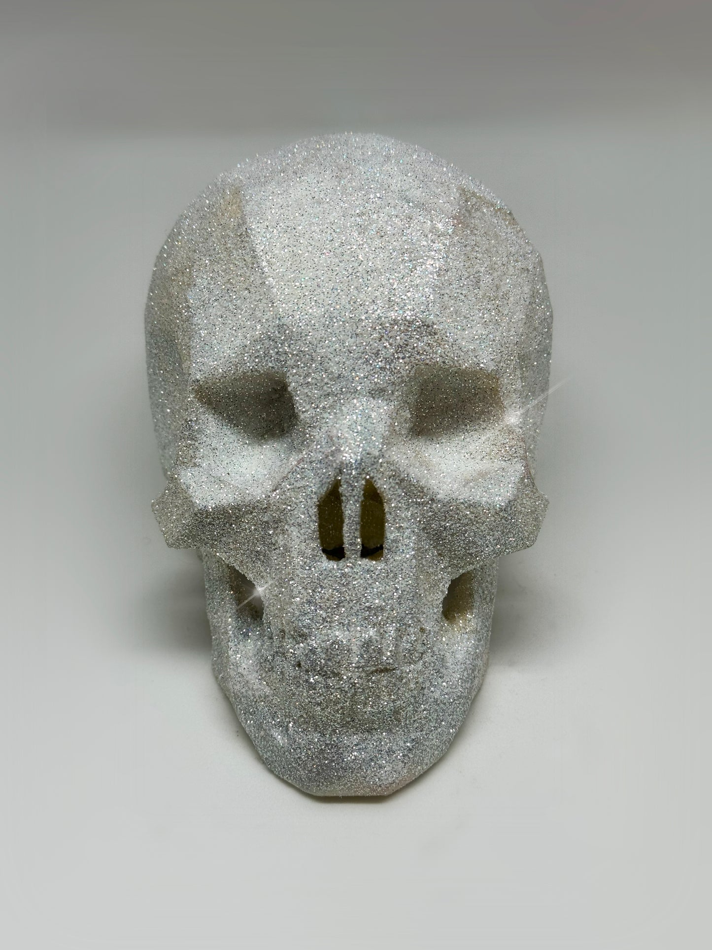 SPARKLING WHITE AFTERLIFE SKULL - 3D PRINTED SCULPTURE (1/13)