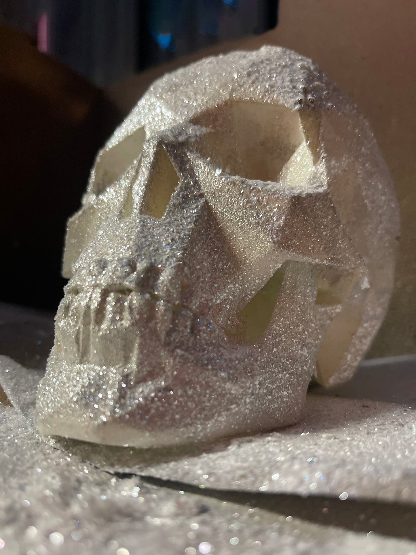 SPARKLING WHITE AFTERLIFE SKULL - 3D PRINTED SCULPTURE (1/13)