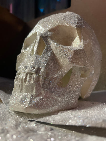 SPARKLING WHITE AFTERLIFE SKULL - 3D PRINTED SCULPTURE (1/13)